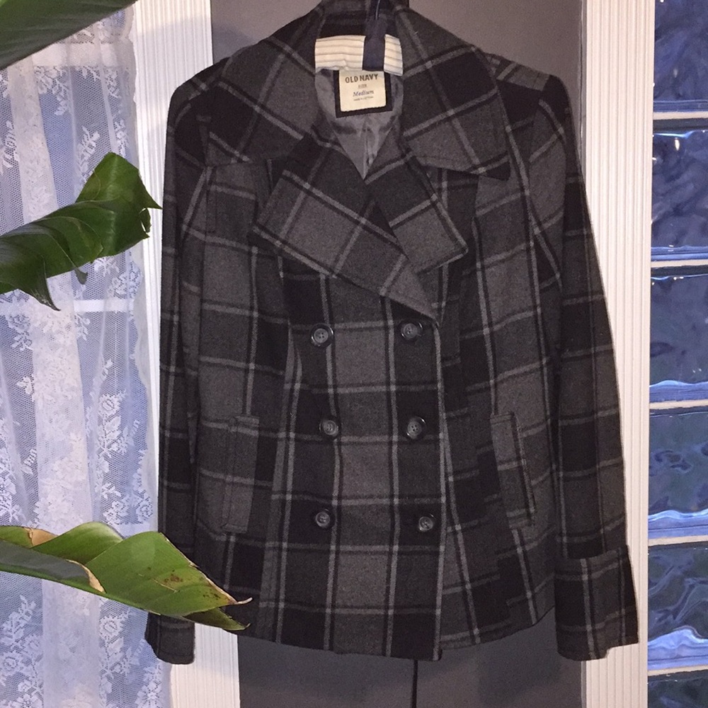 Old navy plaid pea coat